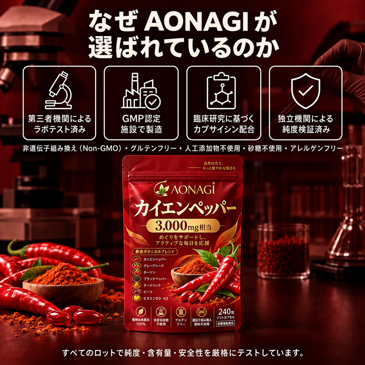 AONAGI カイエンペッパー 品質と研究